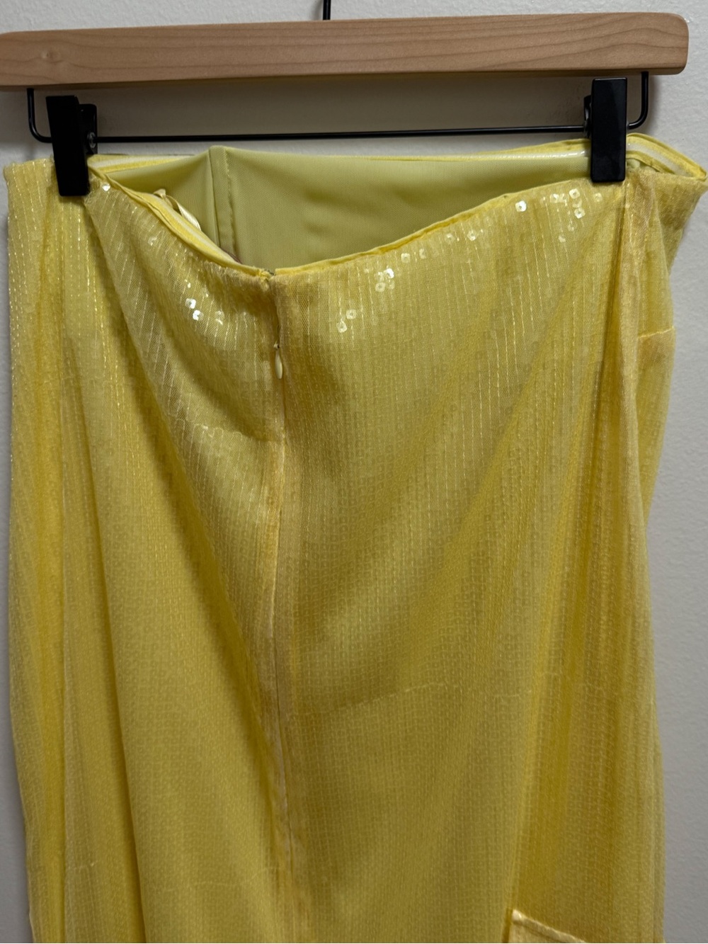 STAUD Casey dress butter yellow strapless sequin gown maxi dress wedding guest 6 - Picture 7 of 10